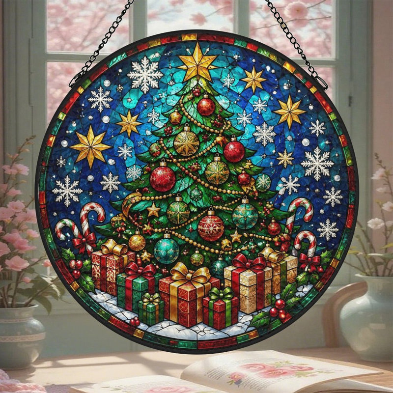 Vitrail Christ (1) Panneaux en verre coloré Suncatcher, 11,8 x 11,8 po (30 x 30 cm)
