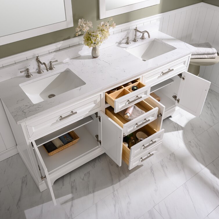 Annaline 72'' Free-Standing Double Bathroom Vanity with Engineered Stone Vanity Top Lark Manor Base Finish: Silver Gray