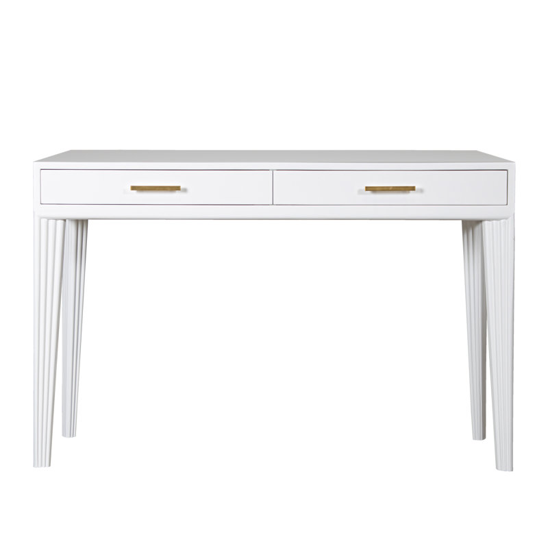 Barcelona Solid Wood Writing Desk, White