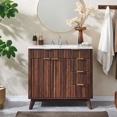 36" Freestanding Bathroom Vanity With Ceramic Sink