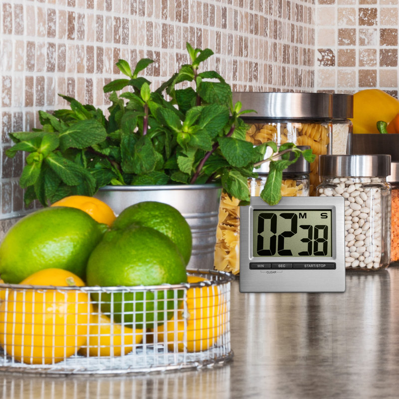 Digital Mechanical Tabletop Clock with Alarm, Silver