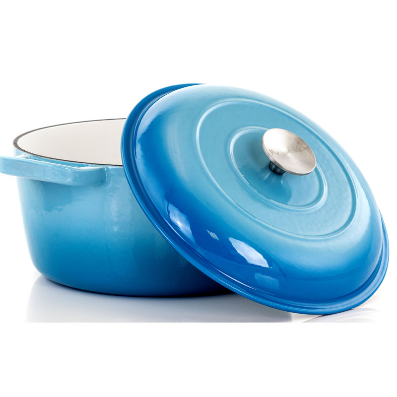 Mega Chef MG-CR25A Round Cast Iron Casserole Bakeware, Blue