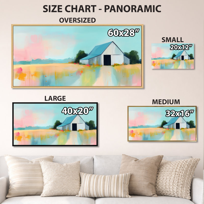 «Blue Pink Evie II», reproduction d'art encadrée rustique sur toile, Toile tendue, H 16 po x l 32 po