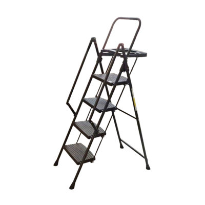4 Step Ladder, Folding Step Stool With Non-Slip Wide Pedals, Soft Handle, Non-Slip Feet, Sturdy Construction, 440 Lb Capacity Ladder, Suitable For Home & Office