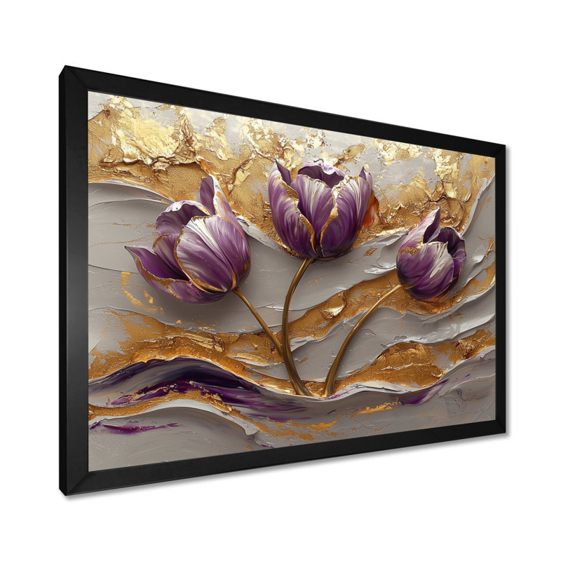 Marbré tulipes champ sur crème River I - tulipes, art mural sur toile, Reproduction encadrée d'une seule photo sans pass