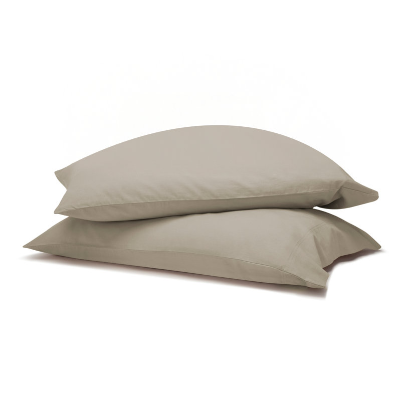 Carmen 100% Cotton Vintage Wash Boho Solid Lightweight Percale Pillowcases, Taupe, Standard Pillowcases
