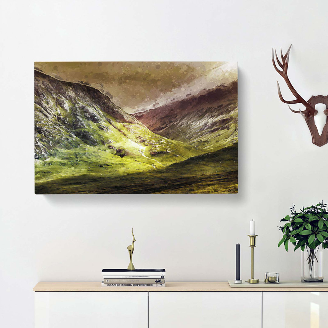 Mountains Of Glencoe In Scotland In Abstract - Wrapped Canvas