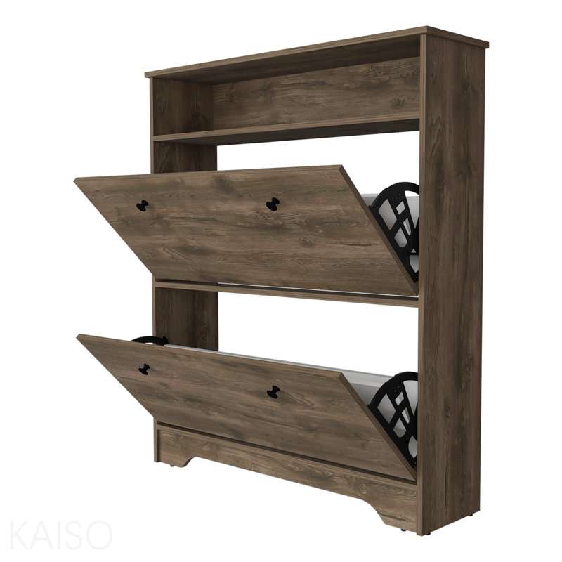 Étagère à chaussures à 2 tablettes, Brun