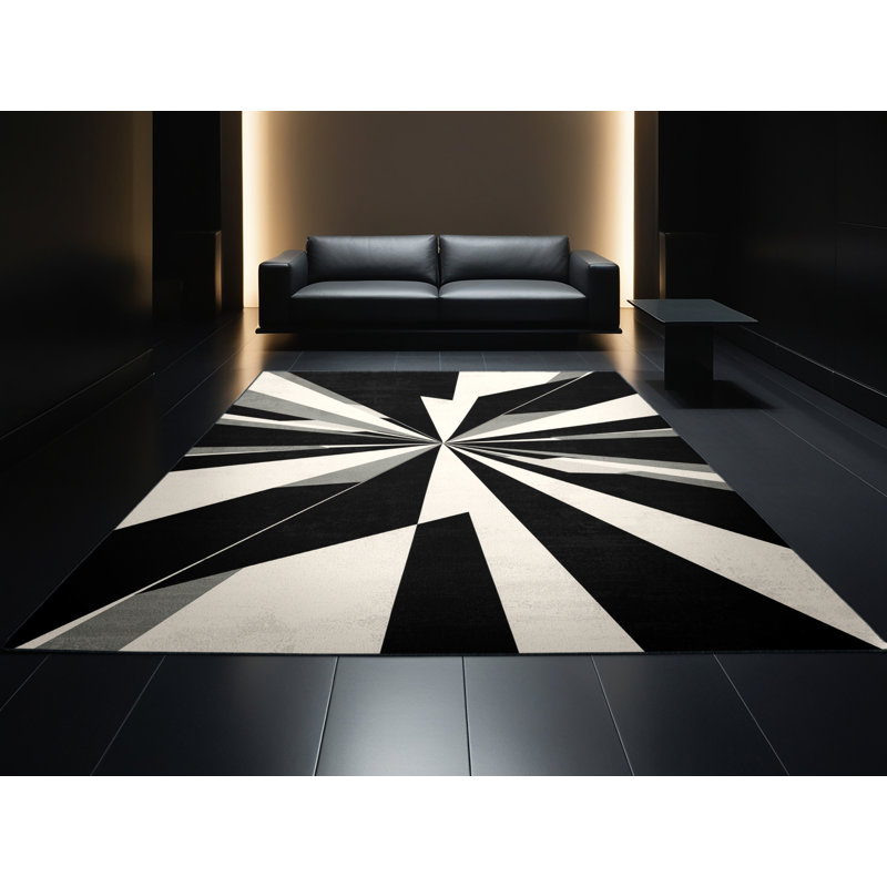 Machine Washable Aguayo New Years Modern & Contemporary Abstract Rug in Green – Black Binding, 2x4