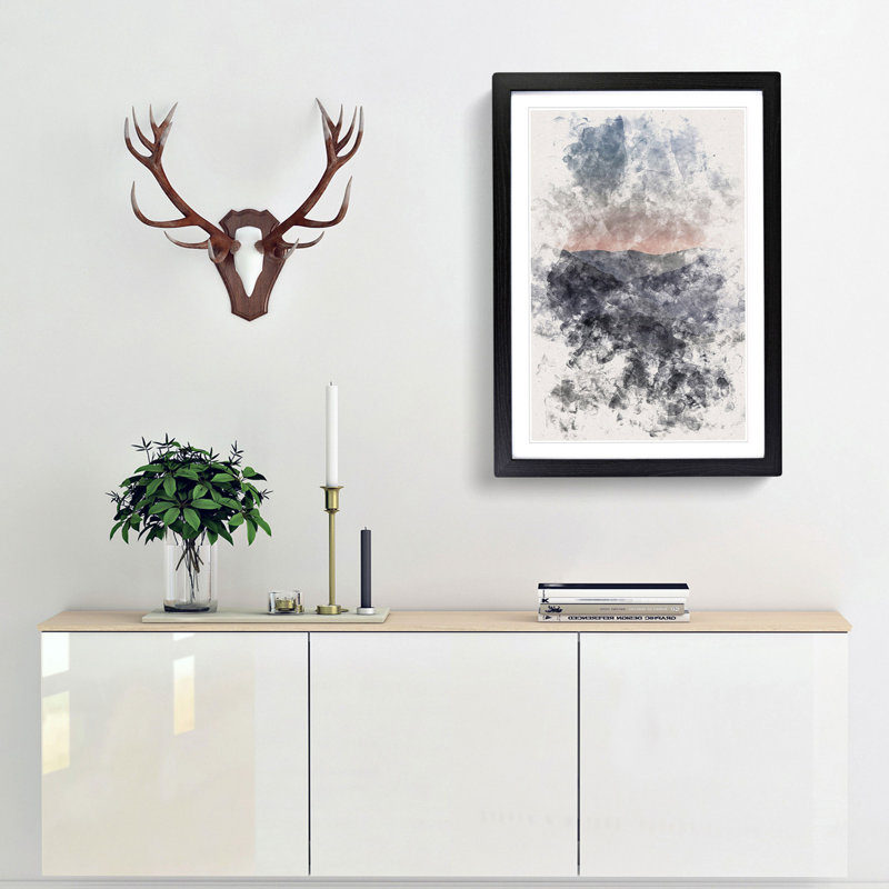 Ben Lui Mountain Scotland Watercolour - Picture Frame Graphic Art, 87cm H x 62cm W x 2cm D, Black Framed