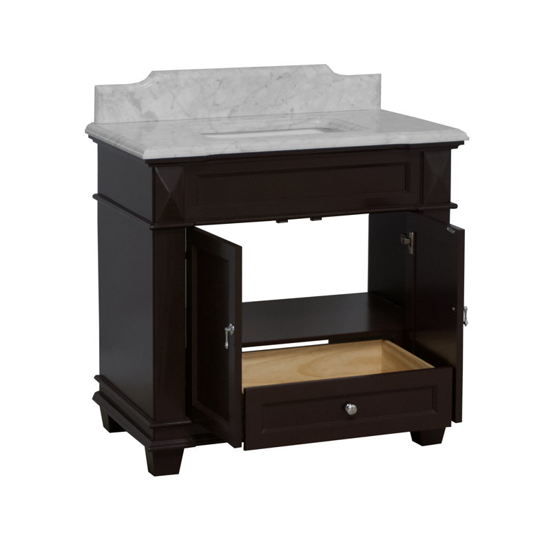 Aoibhin 36'' Single Bathroom Vanity with Top, Chocolate, Carrara Marble