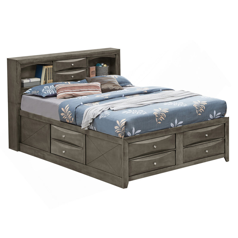 Lit de rangement gris élégant pour la vie moderne, Full