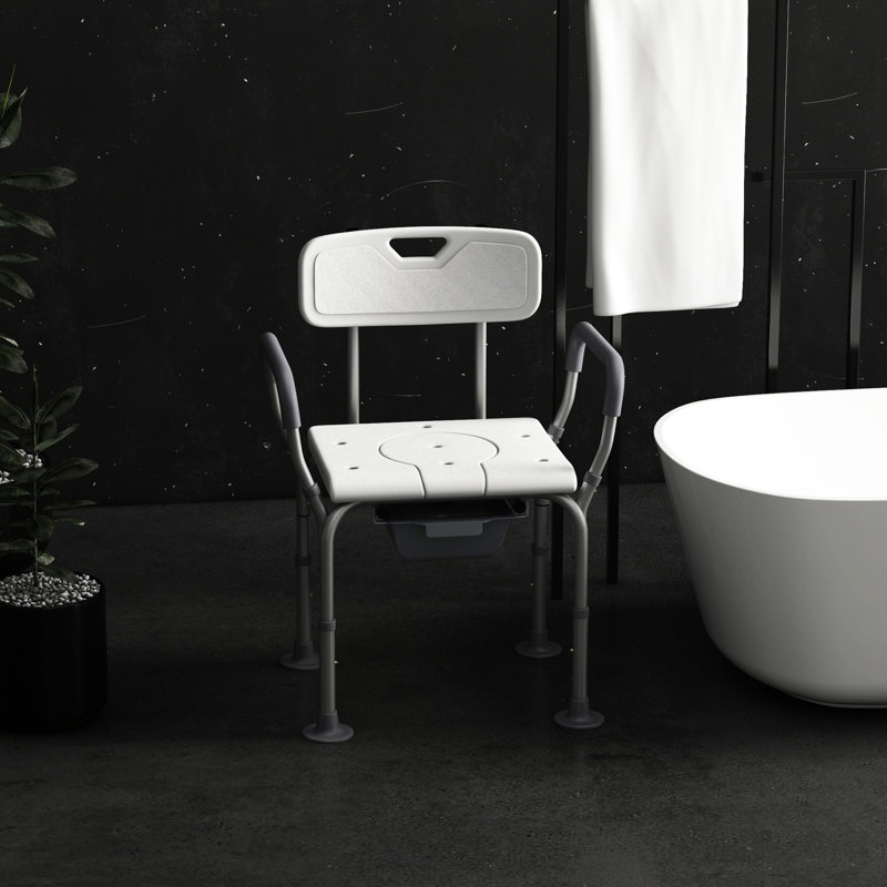 31 Seat For Seniors & Disabled, White, Adjustable Height, Stable Frame Height Shower Chair - Toilet Elderly, White