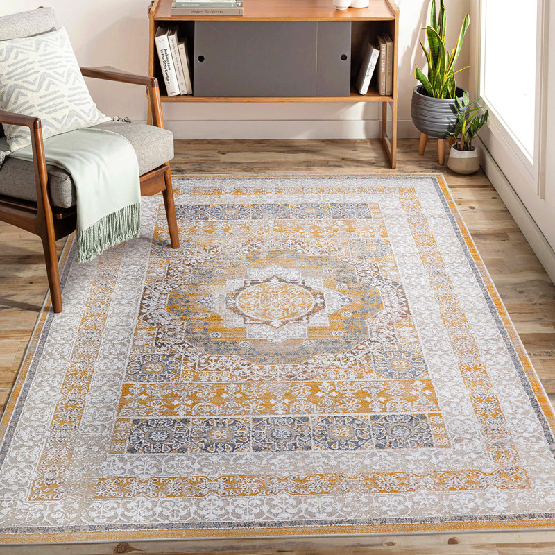 Collection Ivory /Medallion Non-Shedding Living Room Bedroom Dining Home Office Stylish And Stain Resistant Area Rug