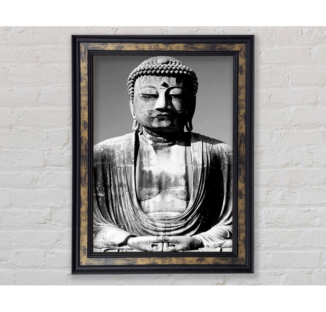 Friedlicher Buddha Schwarz und Weiß - Druck