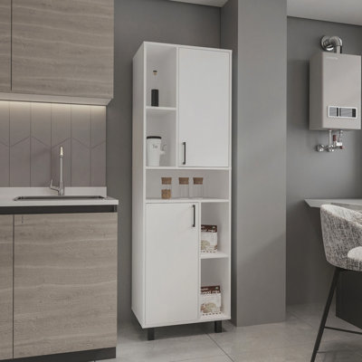 Kitchen Pantry Cabinet, 2 Doors, 4 Legs, 9 Shelves
