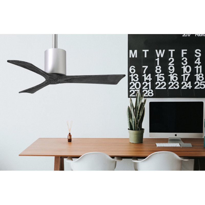 Patricia LED Downrod Ceiling Fan, Brushed Nickel, 42", Matte Black