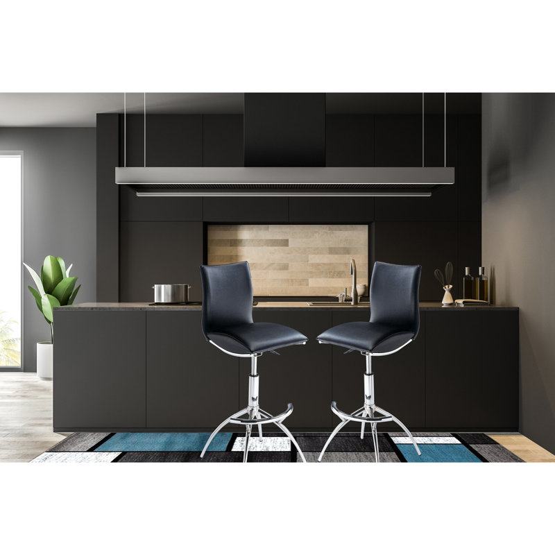 2 tabourets de bar réglables, style moderne noir, base, siège de 26 à 30 po de hauteur, facile à nettoyer et à ranger, recouvre un pu contemporain