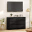 Commode 6 tiroirs pour chambre à coucher Commode large pour couloir noir-2047234644