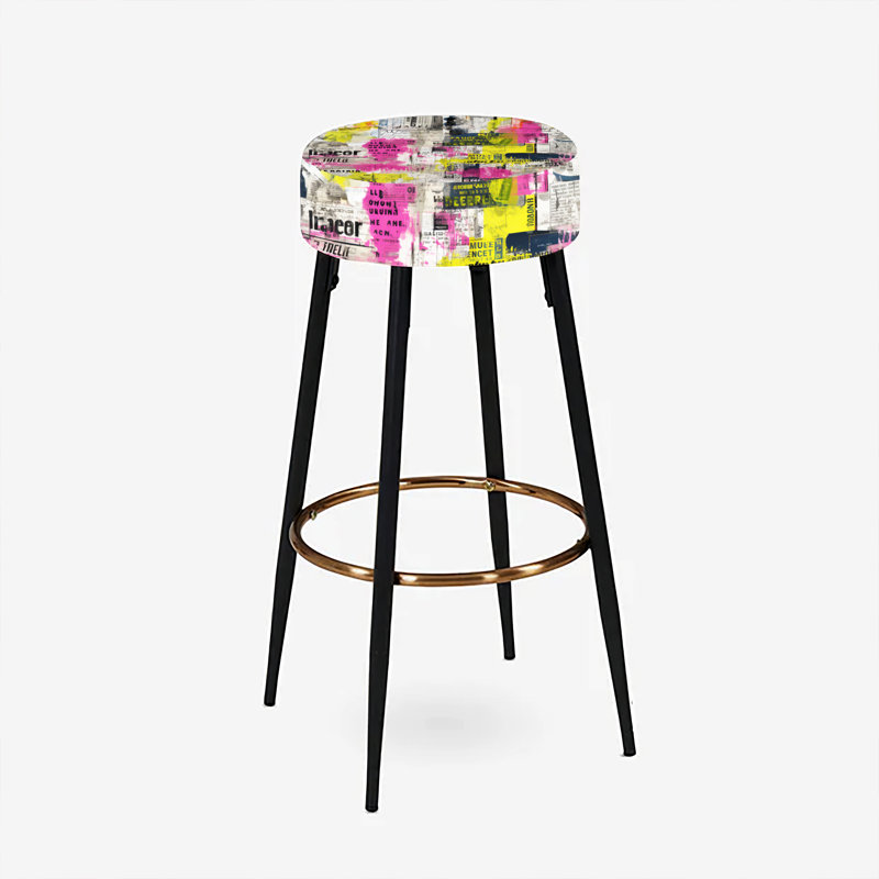 Ensemble de 2 tabourets de bar abstraits roses Poupart