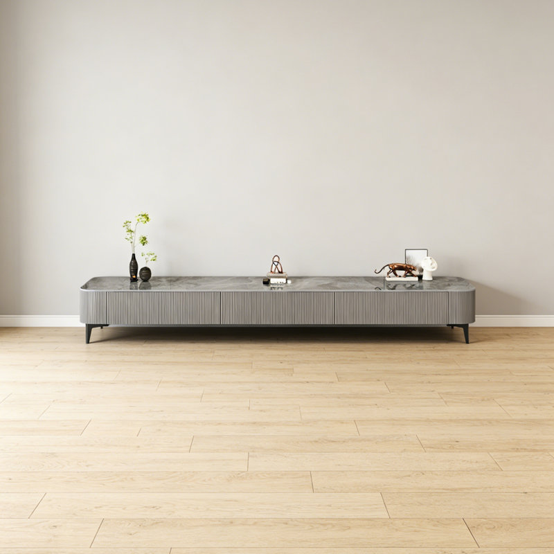 Rock Slab Desktop TV Stand with Storage, H 15,35 po x L 62,99 po x l 11,81 po, Gris