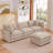  3-Seater Modular L-Shaped Chenille Sectional Sofa with Removable Ottoman - Coffee-1203852881