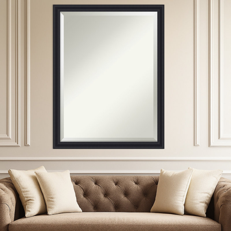 Dalat Beveled Framed Wall Mirror, Black, 33.75" x 43.75"