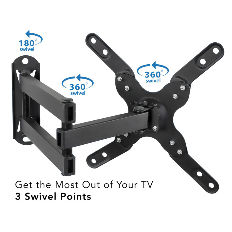 Mount-It! Full Motion TV Wall Mount Bracket w/ 15" Extension Articulating Tilt Arm | Fits 17-47 in.