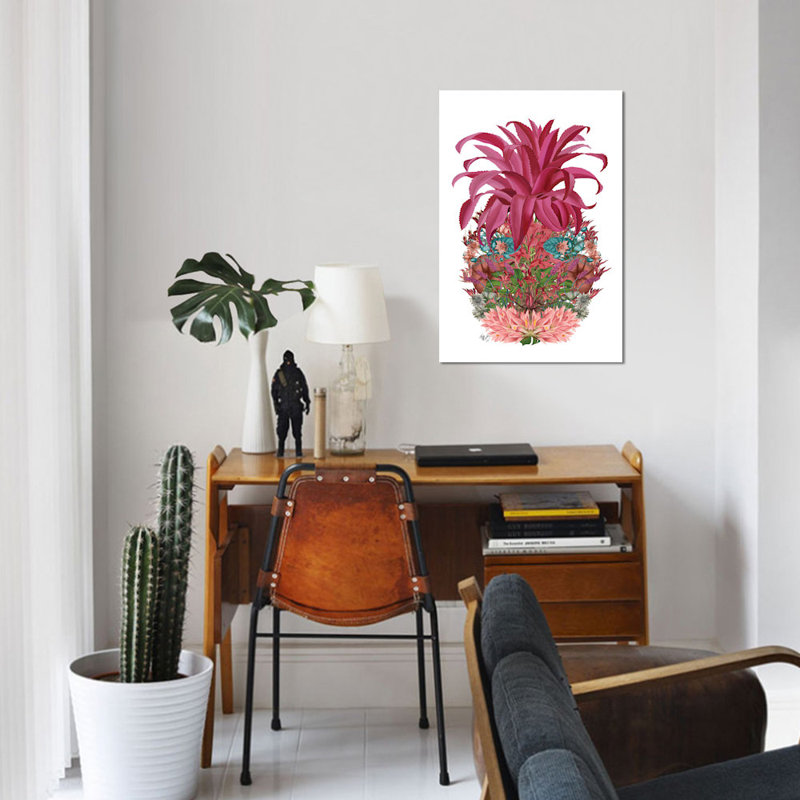 «Floral Pineapple III», impression sur toile, H 12 po x l 8 po x P 0,75 po, Toile tendue, Pas de tapis