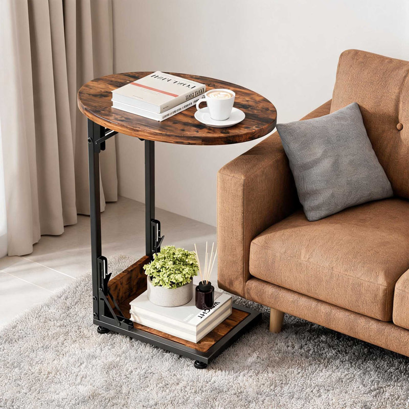 Table d'appoint pliante en forme de C, table de bout à structure en métal pour canapé, meuble télé compact pour salon, chambre à coucher et petits espaces