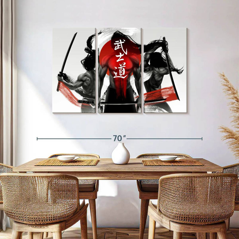 Leisha Three Samurais, 36" H x 57" W