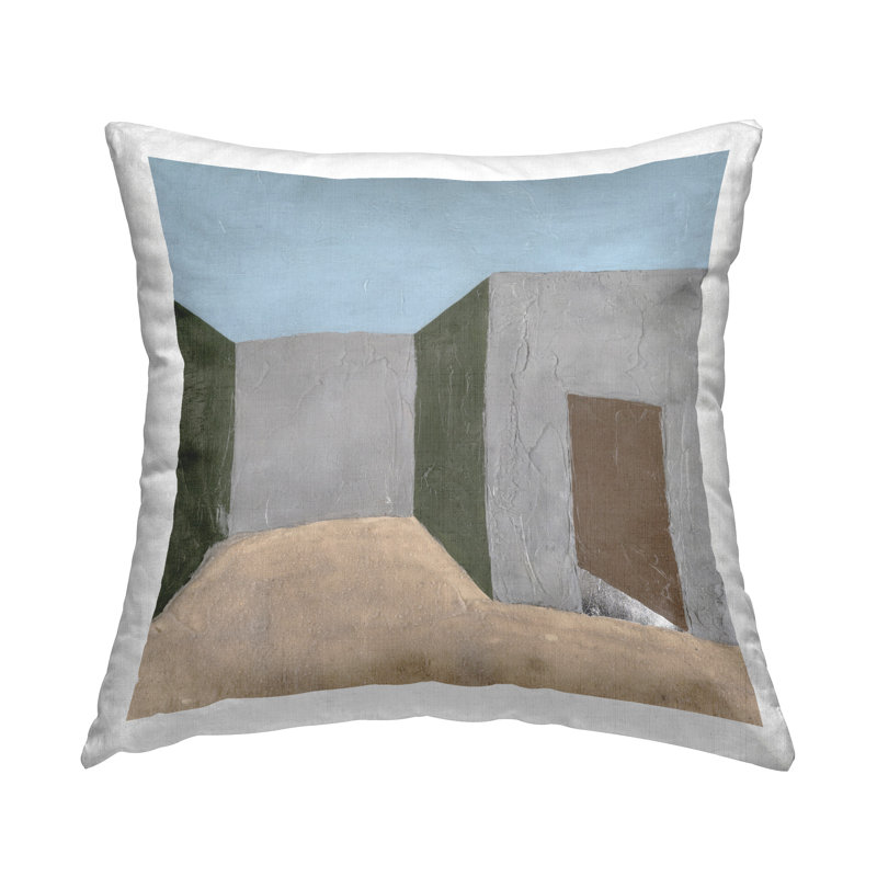 Coussin décoratif gris avec imprimé de construction rustique par Michael Willett