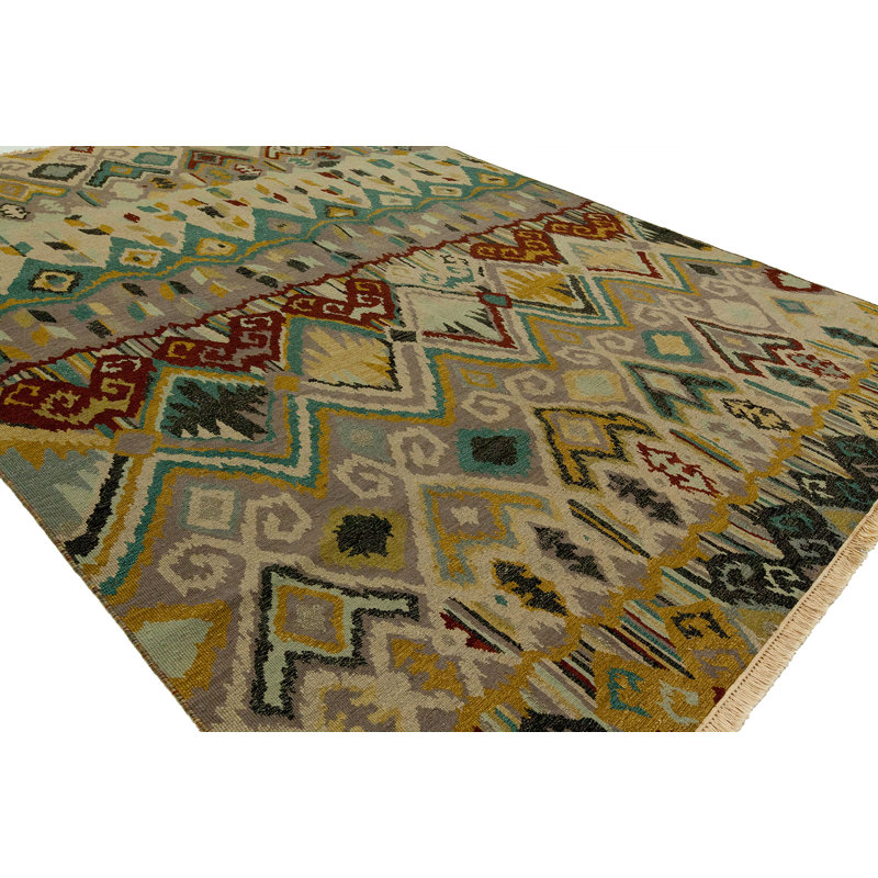 Billye Wool Geometric Area Rug, Rectangle 12' x 18', Ivory