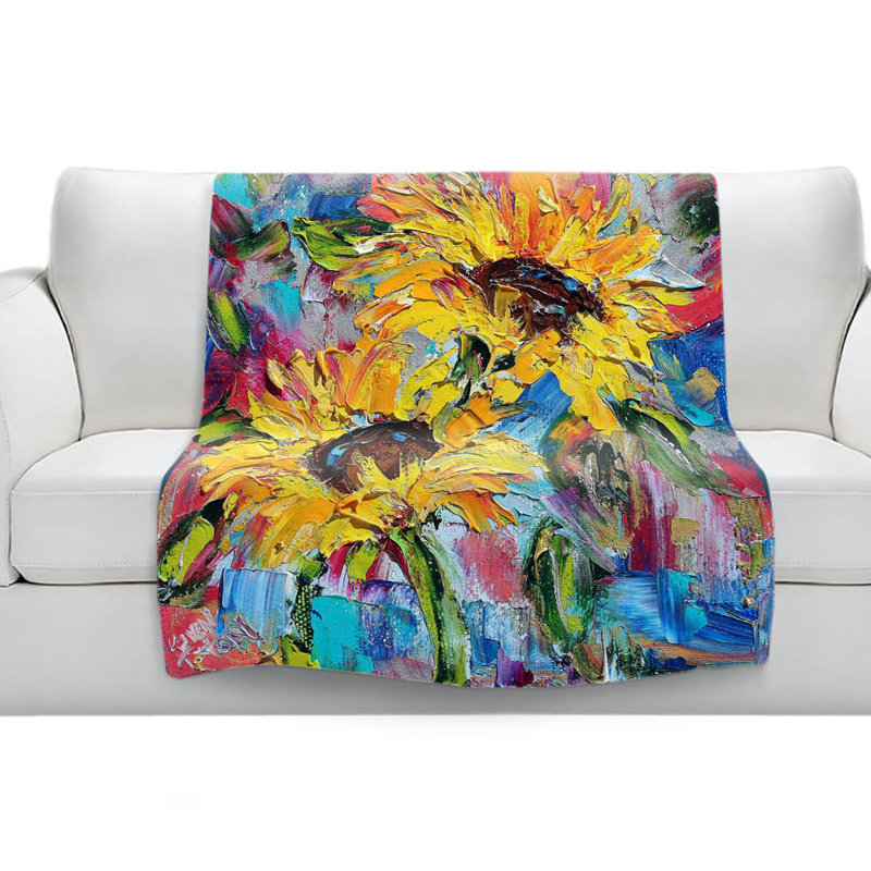Couverture en sherpa Sunflower Joy, l 51 po x L 60 po