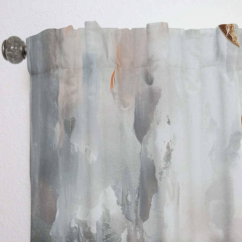 Penington - Gold Grey Marbled Meditations - Modern Curtain - Velvet Room Darkening - 1 panel, 52" W x 108" L