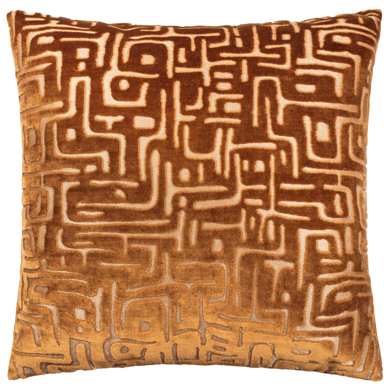 Soren Geometric Orange Square Throw Pillow Cover
