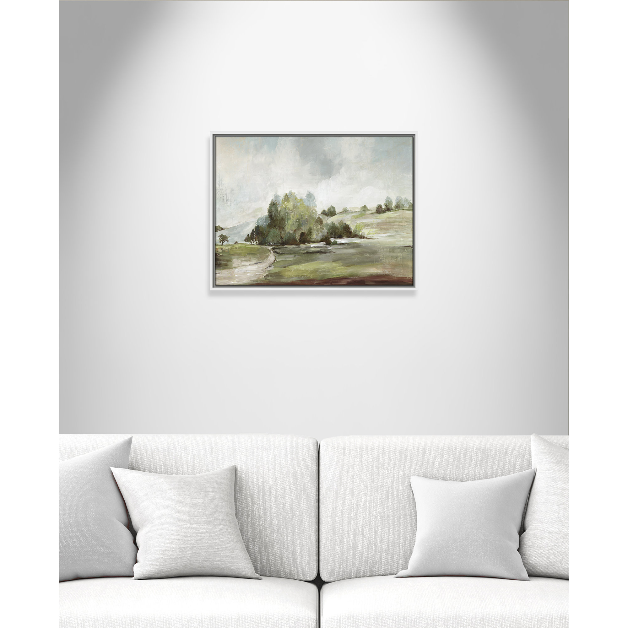 Green Country Road by Allison Pearce - Floater Frame Print on Canvas, White, 19.5" H x 25.5" W