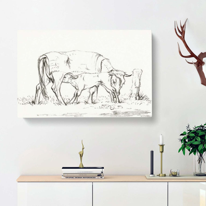Cow With Calf by Jean Bernard - Wrapped Canvas Print, 40cm H x 60cm W x 3cm D