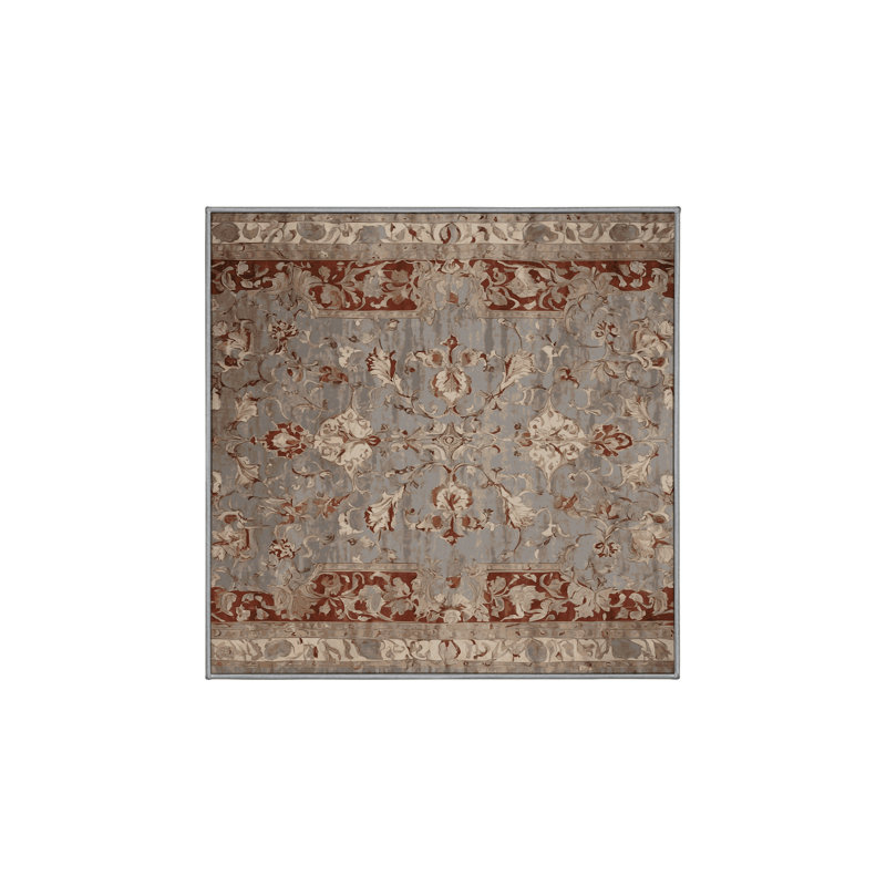 Machine Washable Gray Area Rug, Square 6'