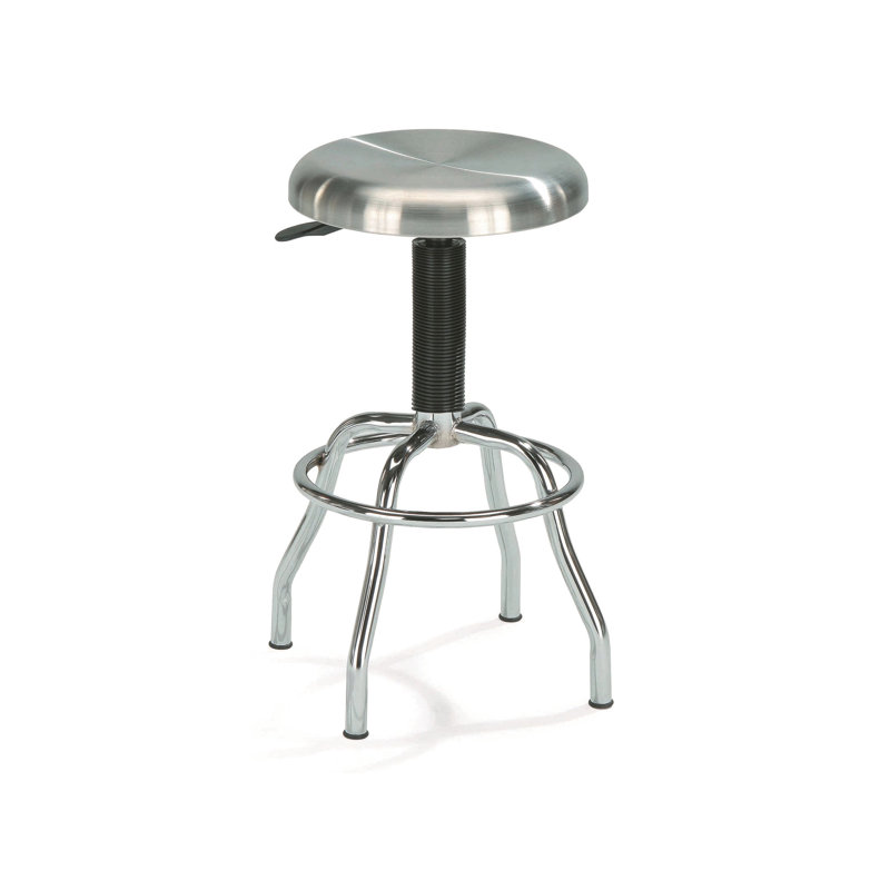 Tabouret de bar transitionnel en acier inoxydable - réglable, pied en plastique, argenté pour chaise de cuisine et de garage, rotation réglable sur 360 degrés, assemblage facile et finition