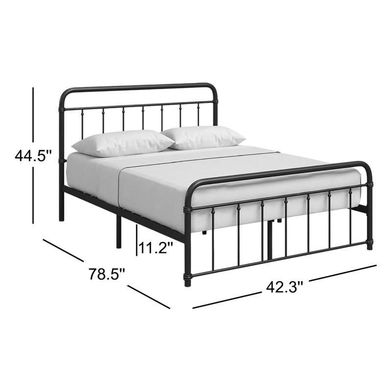 Aldiana Metal Slat Bed, Black, Twin