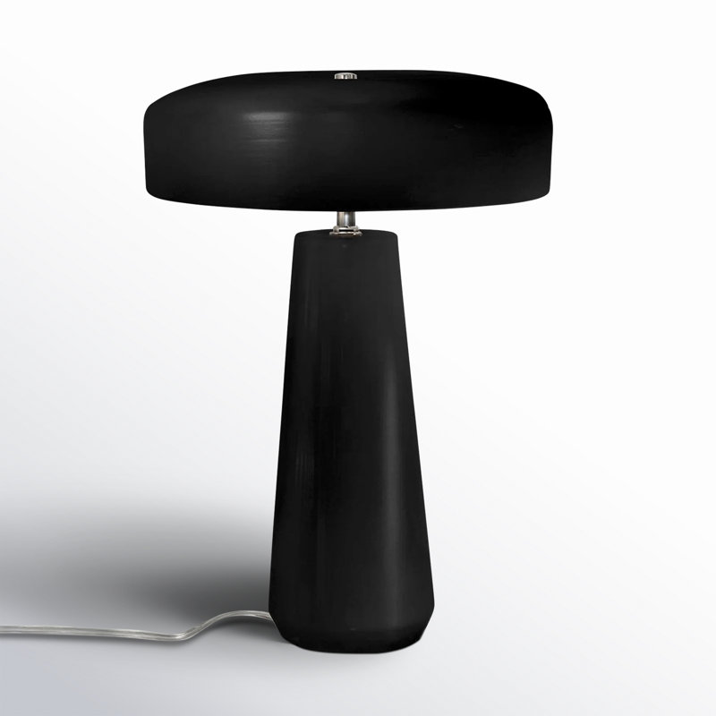 Lampe de table en céramique Percy, Noir carbone mat / or champagne