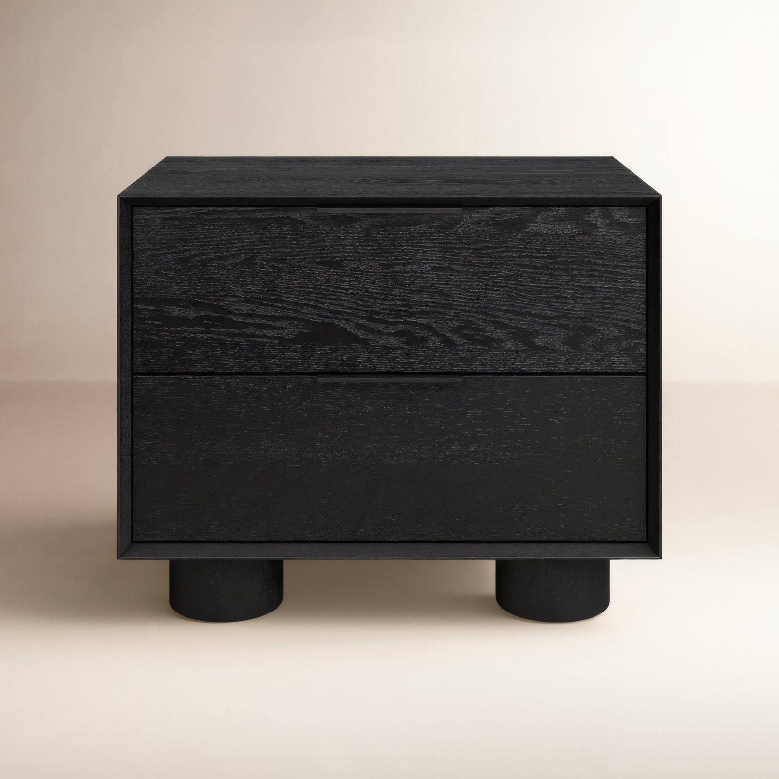 Vanora Wood 2 Drawer Nightstand, Black