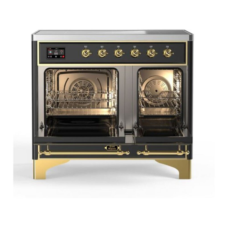 Majestic II 40" Freestanding Induction Range, Matte Graphite/Brass