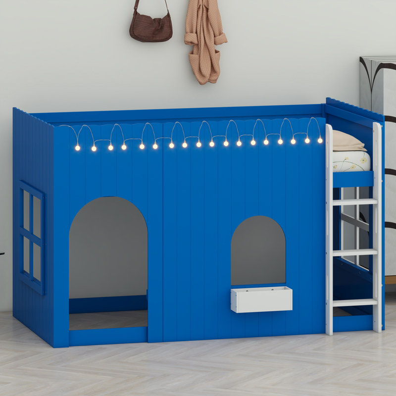 Lit mezzanine avec lumière DEL chaude intégrée, Bleu Klein