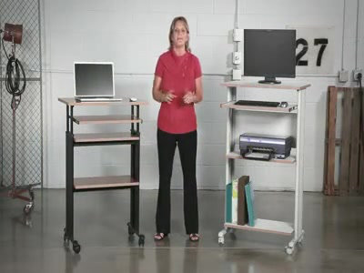 Gray Powder-Coated Steel Standing Desk with Keyboard Tray