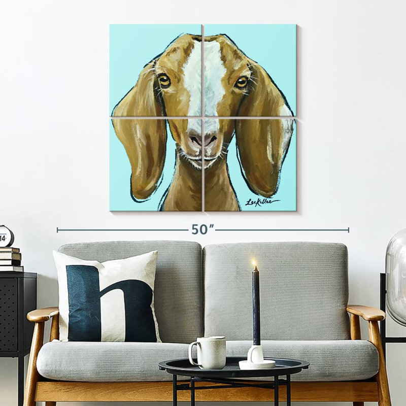 Brampt Goat Square Blue, 32" H x 32" W