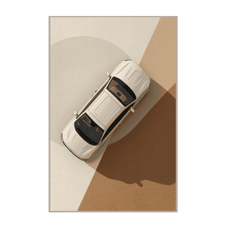Machine Washable Vehicles And Transportation Family Minivan Modern Rug in Beige – Beige Binding, 8x12