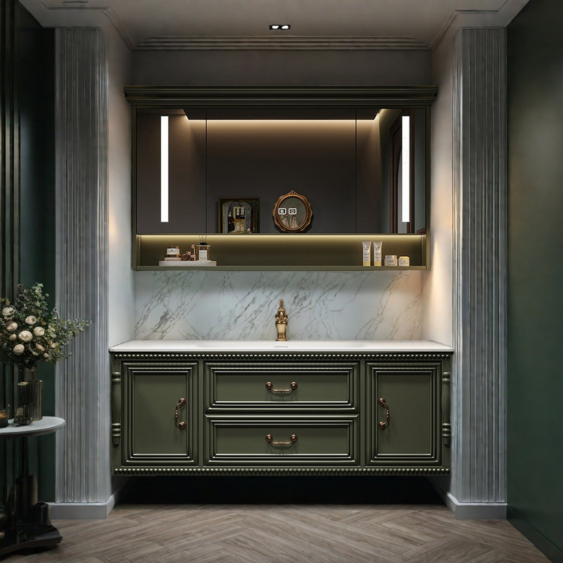 Armoire de salle de bain rétro française, 51"