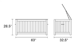 Teak Wood Deck Box, 29" H x 60" W